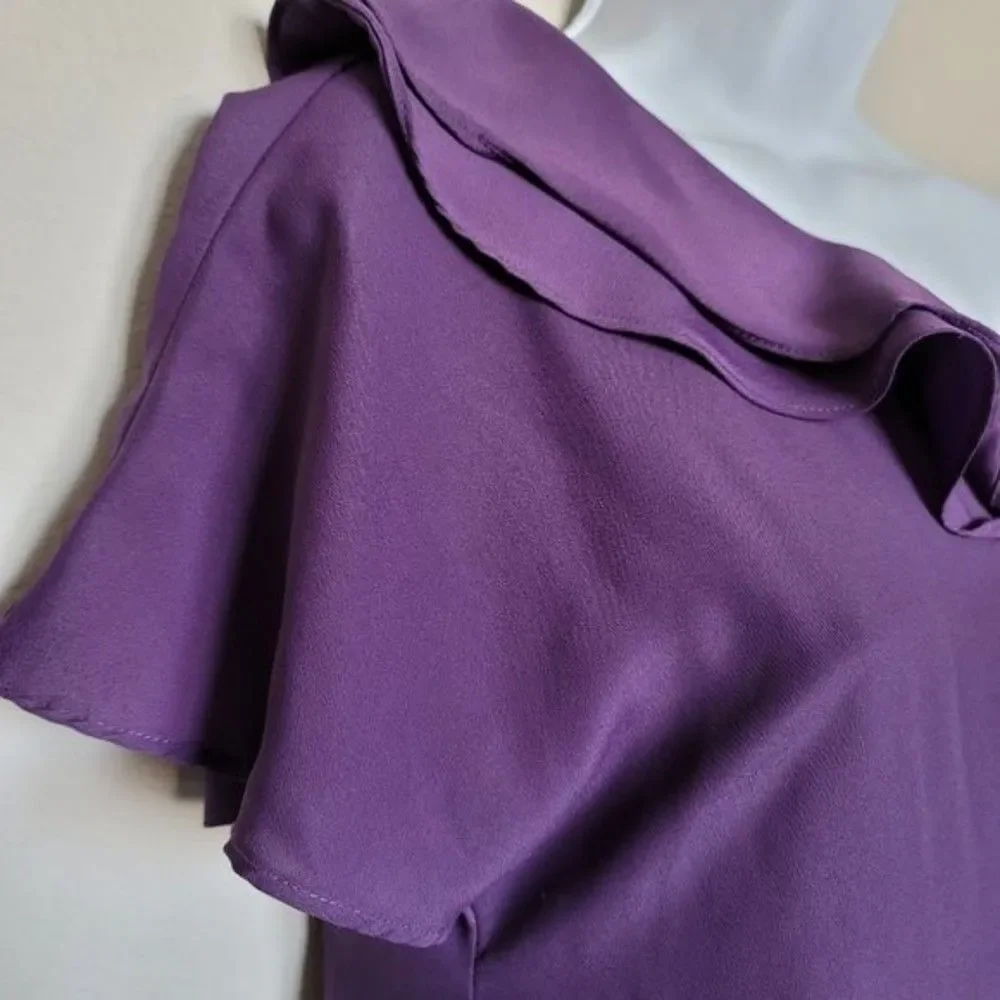 Sugarlips one-shoulder ruffled violet top size small